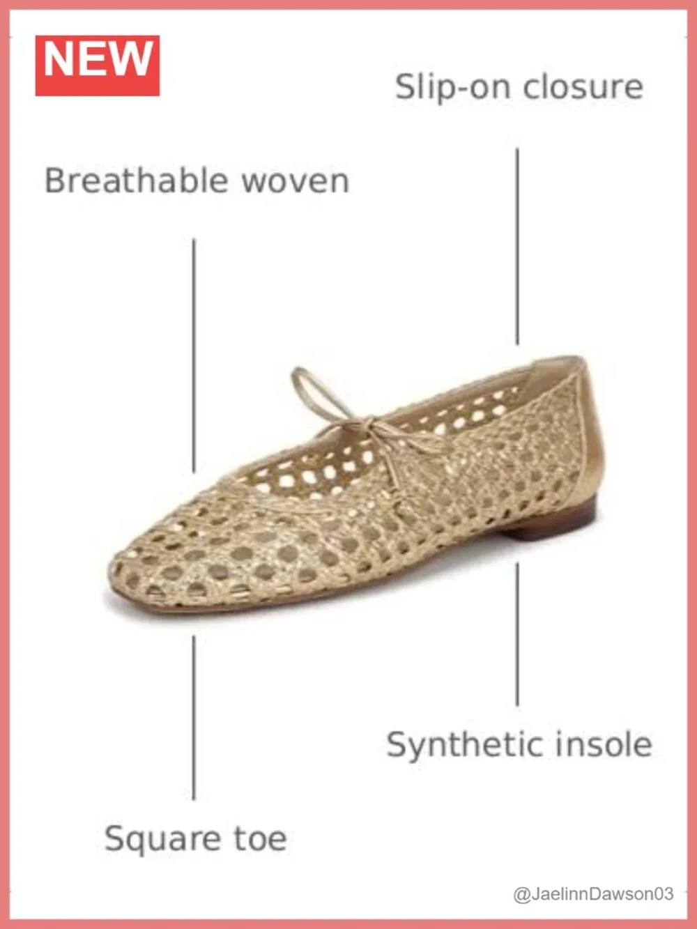 Sam Edelman Woven Bow Mary Jane Ballet Flats, Slip-On Square Toe, PU Synthetic,